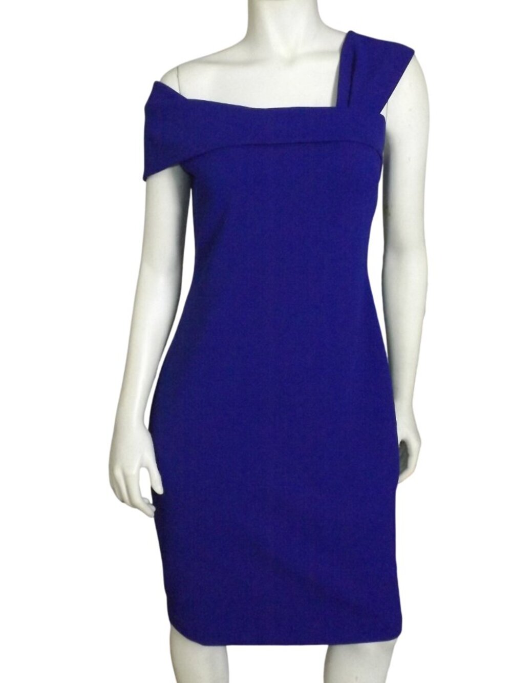 VINCE CAMUTO Dress, 10, Blue, Asym Shoulders, knee length, One Off Shoulder